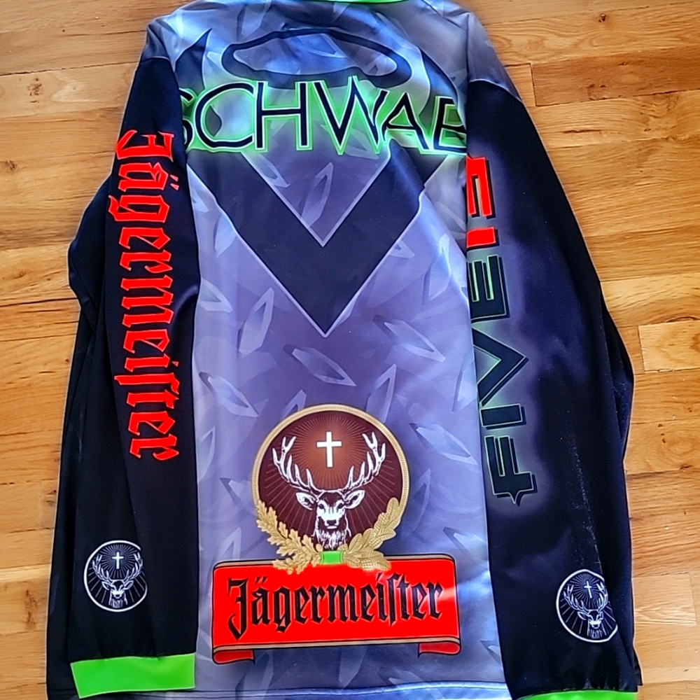 Jagermeister Motocross, or hockey jersey ( not sure which one). Sorry
